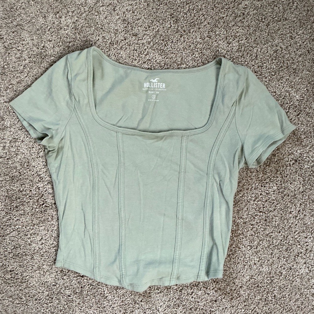 Hollister Sage Green Scoop Neck Crop Top S